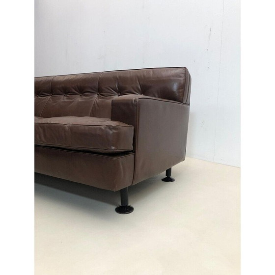 Image 1 of Canapé carré en cuir marron du Mid Century par Marco Zanuso pour Arflex, années 1960
