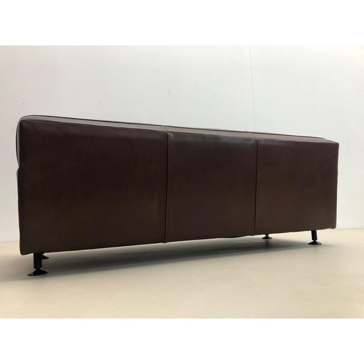Canapé carré en cuir marron du Mid Century par Marco Zanuso pour Arflex, années 1960