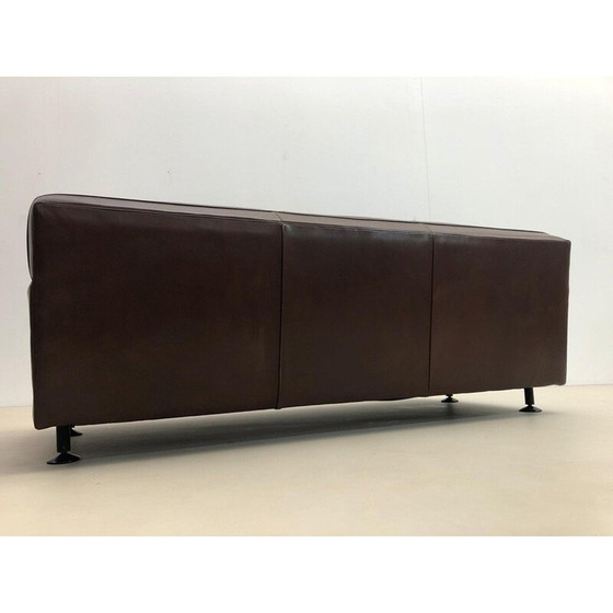 Image 1 of Canapé carré en cuir marron du Mid Century par Marco Zanuso pour Arflex, années 1960