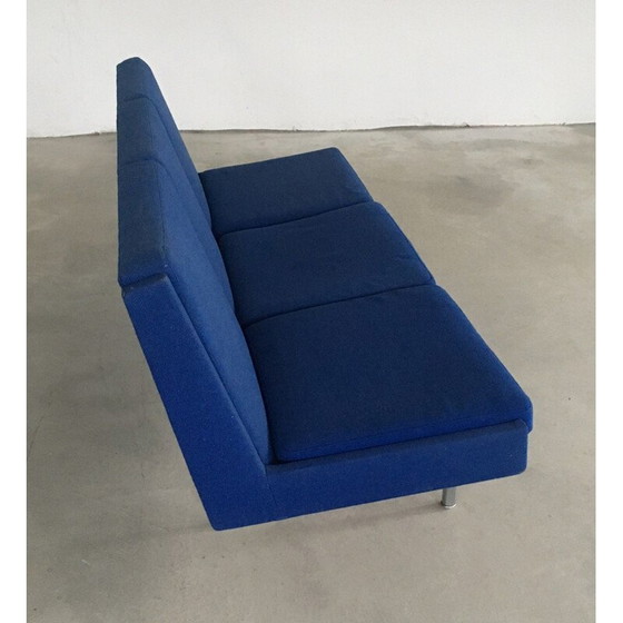 Image 1 of Canapé d'aéroport vintage en tissu bleu original par Hans J. Wegner pour A.P. Stolen 1960s