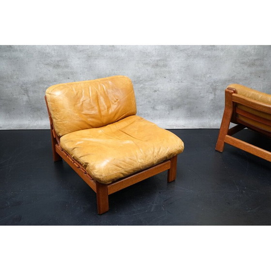 Image 1 of Paire de fauteuils vintage en teck et cuir cognac, 1960