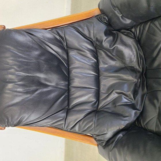 Image 1 of Fauteuil vintage en teck et cuir pour Göte Møbler, Suède 1970