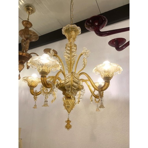 Lustre Vintage en verre transparent et ambre
