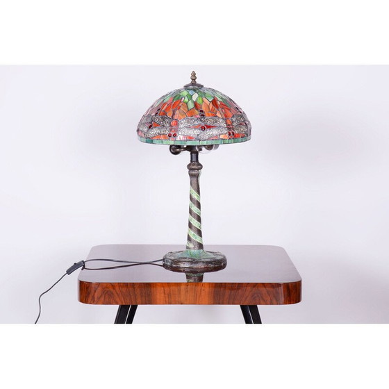 Image 1 of Lampe de table Vintage Art Deco en bronze et verre, France 1970