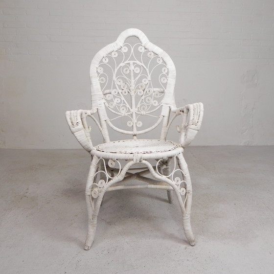 Image 1 of Fauteuil vintage en bambou et rotin avec accoudoirs, années 1950