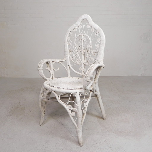 Fauteuil vintage en bambou et rotin avec accoudoirs, années 1950