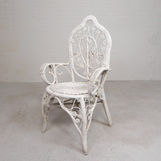 Image 1 of Fauteuil vintage en bambou et rotin avec accoudoirs, années 1950