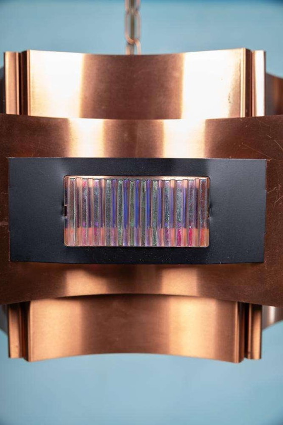 Image 1 of Lampe suspendue en cuivre de l'ère spatiale Lampe suspendue design Werner Schou