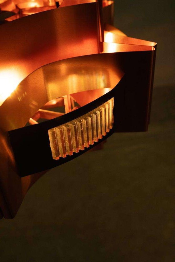 Image 1 of Lampe suspendue en cuivre de l'ère spatiale Lampe suspendue design Werner Schou