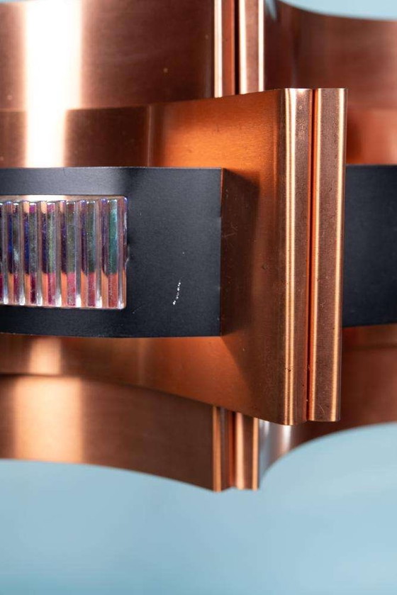 Image 1 of Lampe suspendue en cuivre de l'ère spatiale Lampe suspendue design Werner Schou