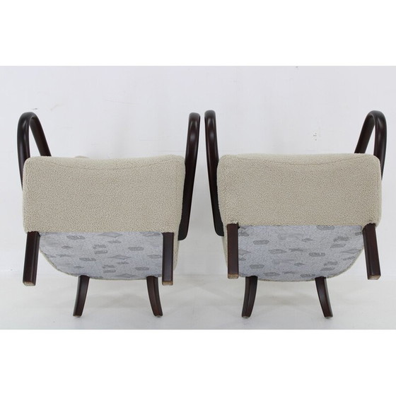 Image 1 of Paire de fauteuils vintage H-237 en bois et tissu Boucle par Jindrich Halabala, Tchécoslovaquie 1930