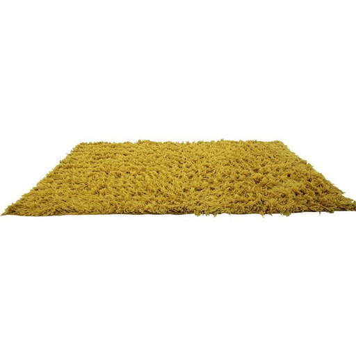 Tapis vintage en laine jaune Danemark 1960s