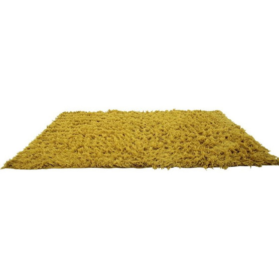 Image 1 of Tapis vintage en laine jaune Danemark 1960s