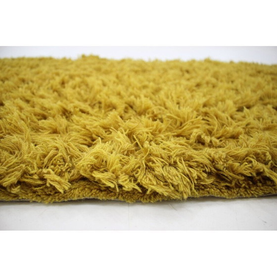 Image 1 of Tapis vintage en laine jaune Danemark 1960s