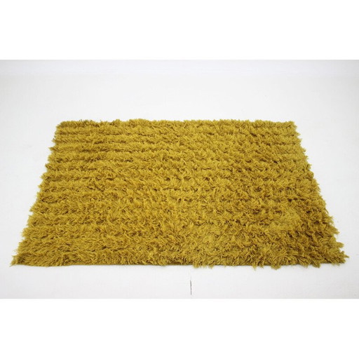 Tapis vintage en laine jaune Danemark 1960s