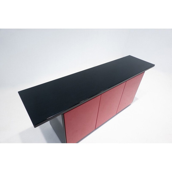 Image 1 of Buffet laqué rouge et noir du milieu du siècle, Italie, années 1970