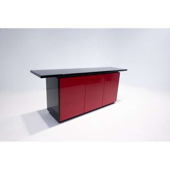 Image 1 of Buffet laqué rouge et noir du milieu du siècle, Italie, années 1970