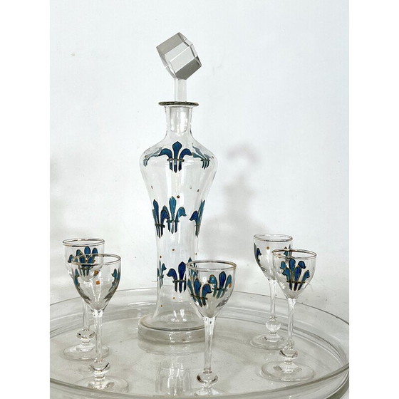 Image 1 of Service à liqueurs italien en verre Art Nouveau, années 1920