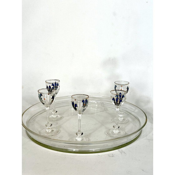 Image 1 of Service à liqueurs italien en verre Art Nouveau, années 1920