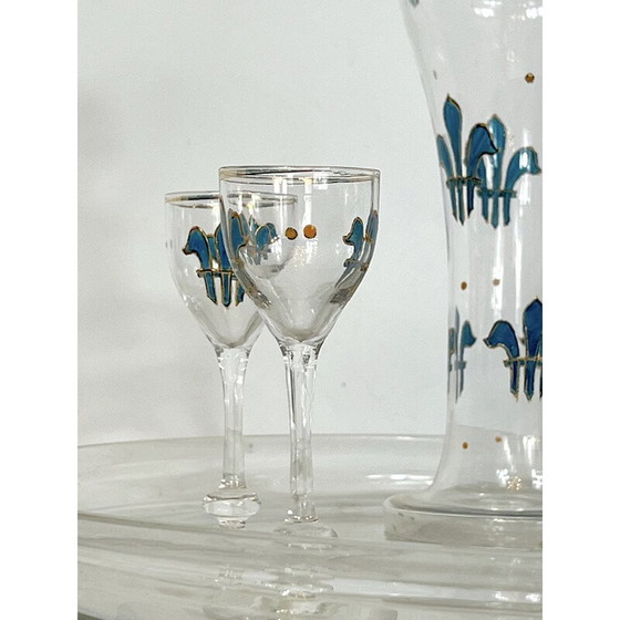 Image 1 of Service à liqueurs italien en verre Art Nouveau, années 1920