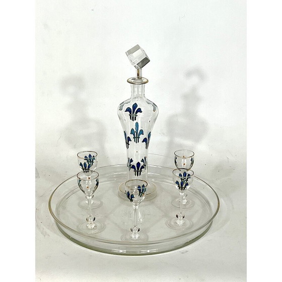 Image 1 of Service à liqueurs italien en verre Art Nouveau, années 1920