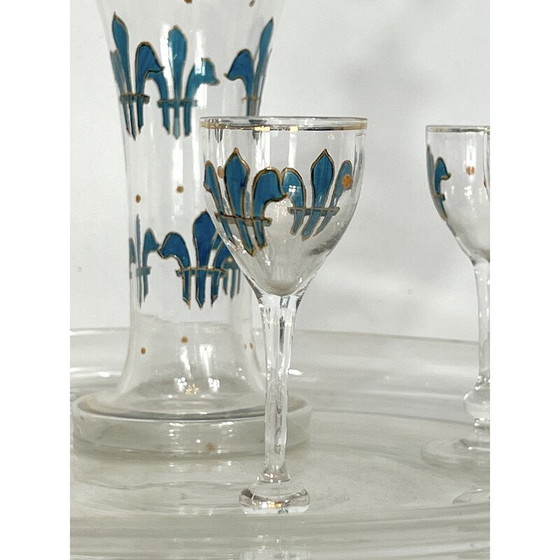 Image 1 of Service à liqueurs italien en verre Art Nouveau, années 1920