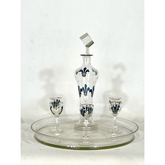 Image 1 of Service à liqueurs italien en verre Art Nouveau, années 1920