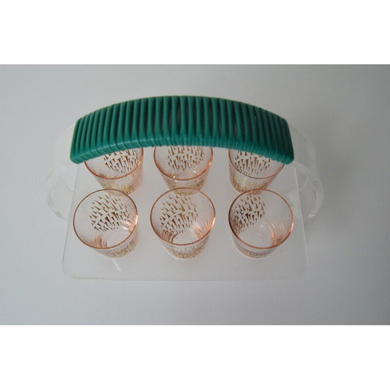 Image 1 of Verres à shot vintage avec bar rétro, Tchécoslovaquie années 1960