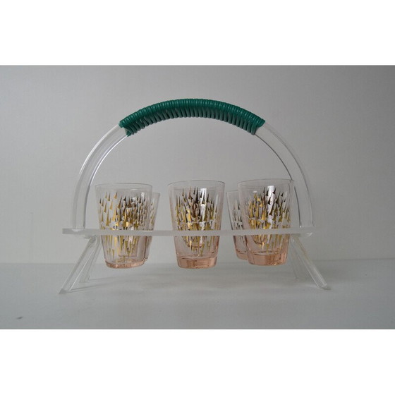 Image 1 of Verres à shot vintage avec bar rétro, Tchécoslovaquie années 1960