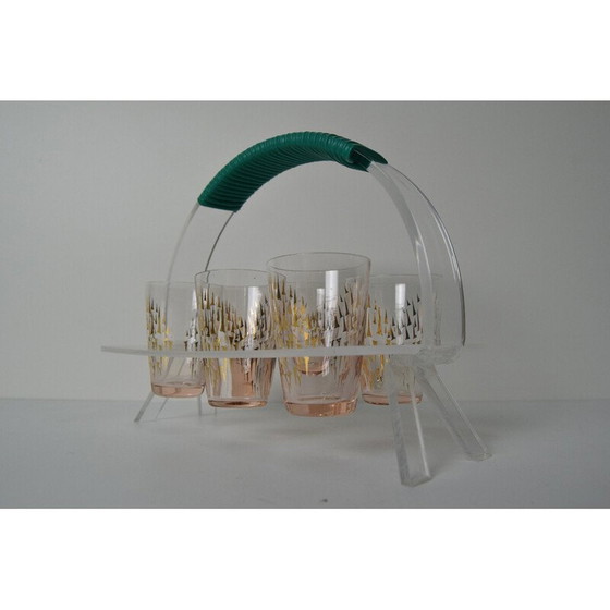 Image 1 of Verres à shot vintage avec bar rétro, Tchécoslovaquie années 1960