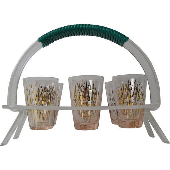 Image 1 of Verres à shot vintage avec bar rétro, Tchécoslovaquie années 1960