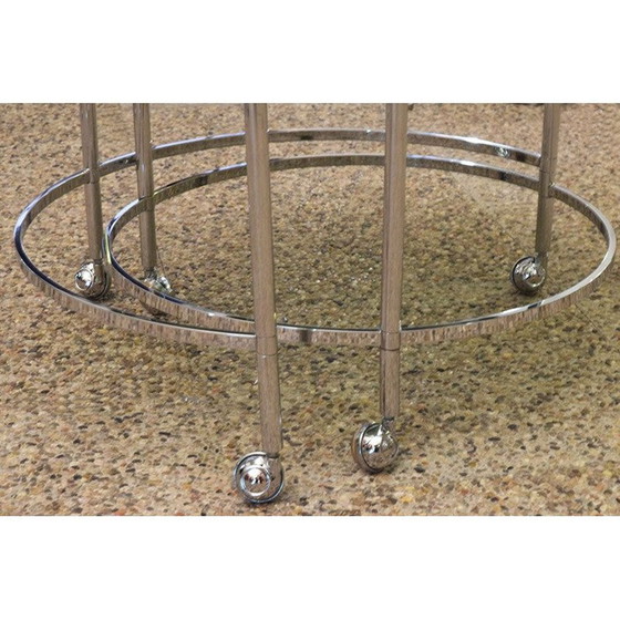 Image 1 of Tables gigognes vintage en acier chromé et cristal, 1970
