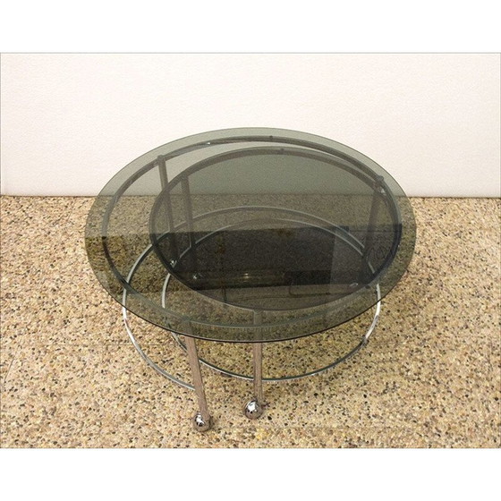 Image 1 of Tables gigognes vintage en acier chromé et cristal, 1970