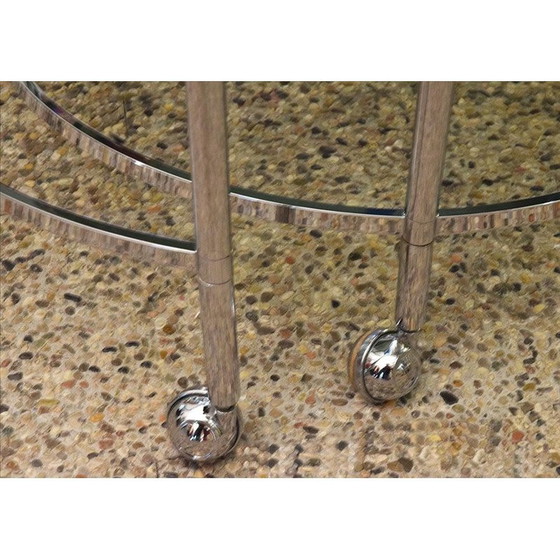 Image 1 of Tables gigognes vintage en acier chromé et cristal, 1970