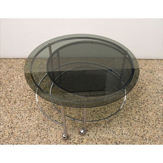 Image 1 of Tables gigognes vintage en acier chromé et cristal, 1970