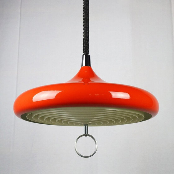 Image 1 of Lampe suspendue orange de l'ère spatiale, 1960