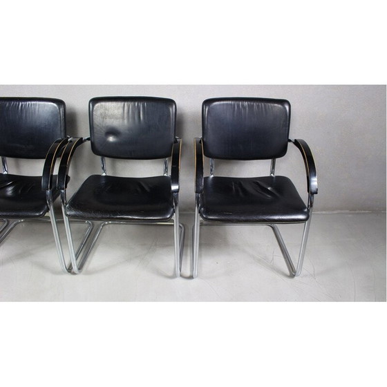 Image 1 of Ensemble de 4 fauteuils vintage en acier tubulaire