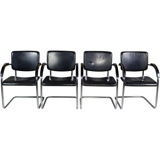 Image 1 of Ensemble de 4 fauteuils vintage en acier tubulaire