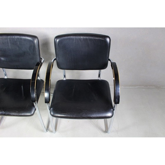 Image 1 of Ensemble de 4 fauteuils vintage en acier tubulaire