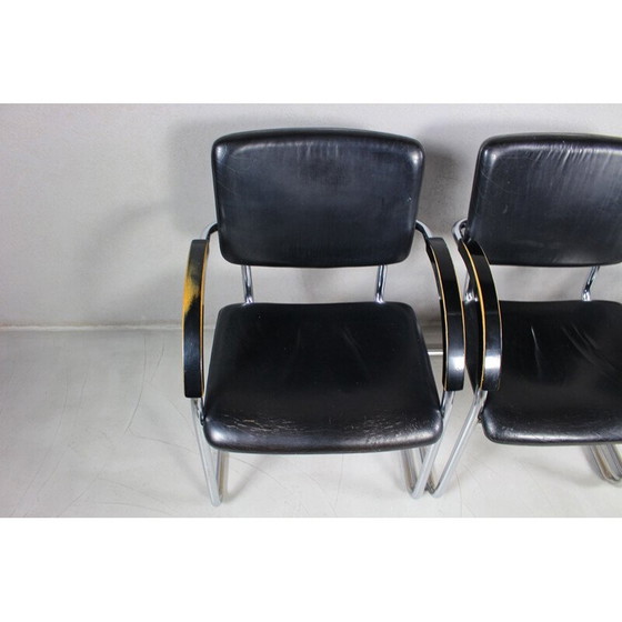 Image 1 of Ensemble de 4 fauteuils vintage en acier tubulaire