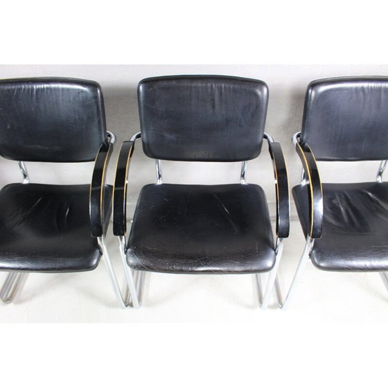 Image 1 of Ensemble de 4 fauteuils vintage en acier tubulaire