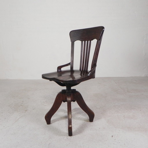 Chaise de bureau en chêne, chaise d'atelier, réglable en hauteur, années 1930