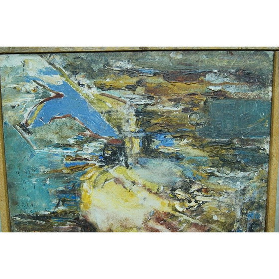 Image 1 of Peinture à l'huile abstraite vintage par E. Lindberg, Suède 1974