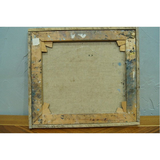 Image 1 of Peinture à l'huile abstraite vintage par E. Lindberg, Suède 1974