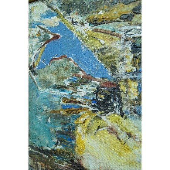 Image 1 of Peinture à l'huile abstraite vintage par E. Lindberg, Suède 1974