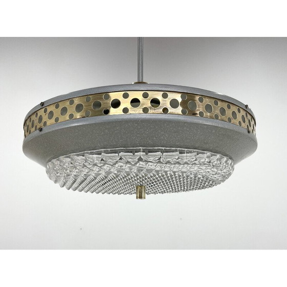 Image 1 of Lampe suspendue vintage en métal et laiton de l'ère spatiale par L'Udib Bratislava, Tchécoslovaquie 1960