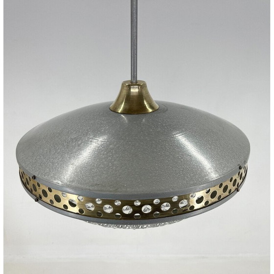Image 1 of Lampe suspendue vintage en métal et laiton de l'ère spatiale par L'Udib Bratislava, Tchécoslovaquie 1960