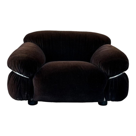 Image 1 of Ensemble de salon Sesann en velours Alpaga marron vintage par Gianfranco Frattini pour Cassina, 1972