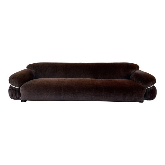Image 1 of Ensemble de salon Sesann en velours Alpaga marron vintage par Gianfranco Frattini pour Cassina, 1972