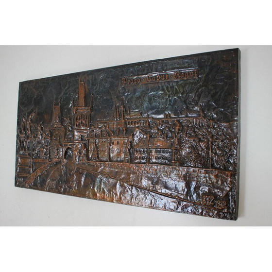 Image 1 of Sculpture murale vintage en métal cuivré, Tchécoslovaquie 1972